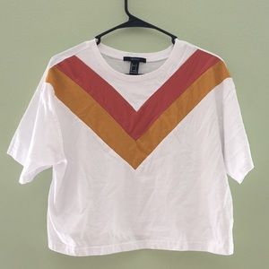 White crop top with orange design